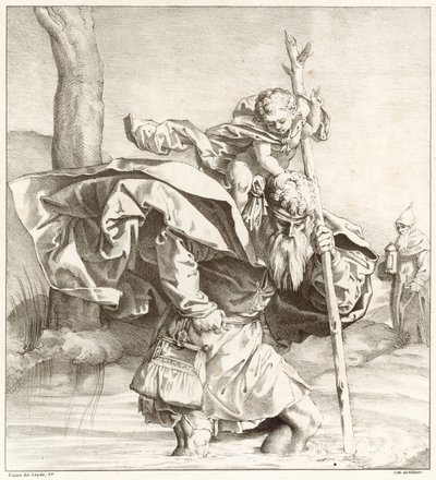 St. Christophorus trägt das Christuskind von Lucas van Leyden